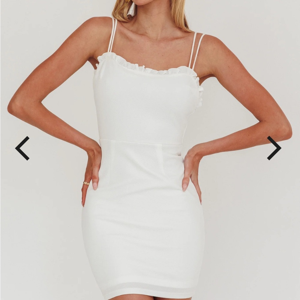 Selfie Leslie White Ruffled Mini Dress